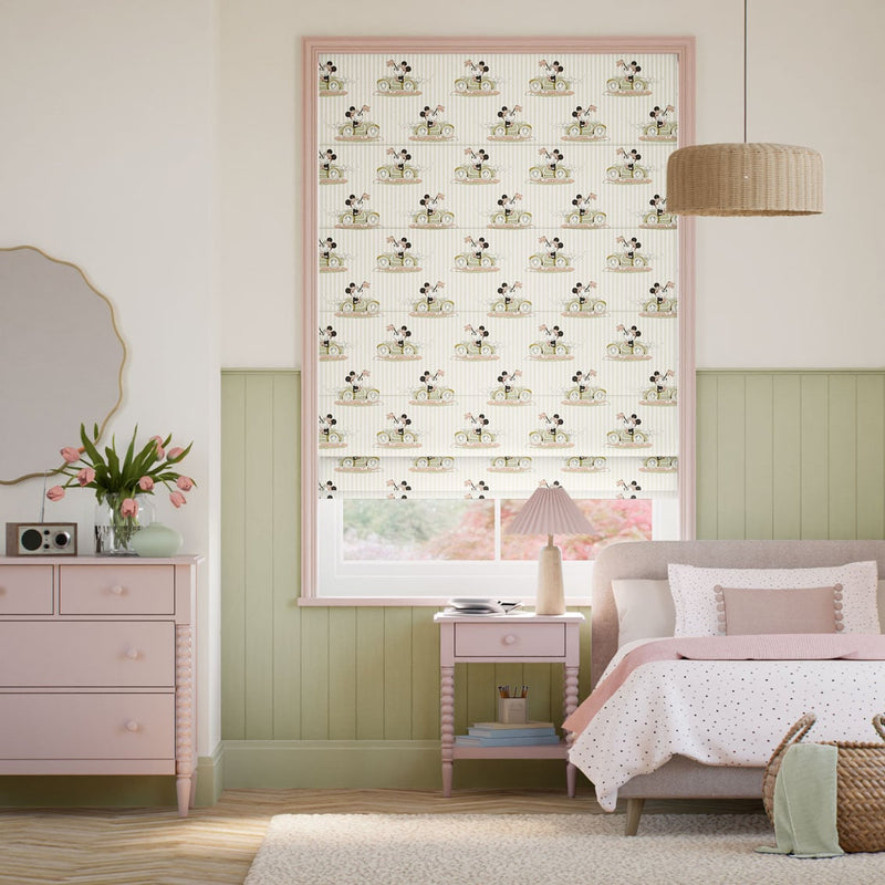 Colorized Minnie On The Move Stripe Natural Roman Blind