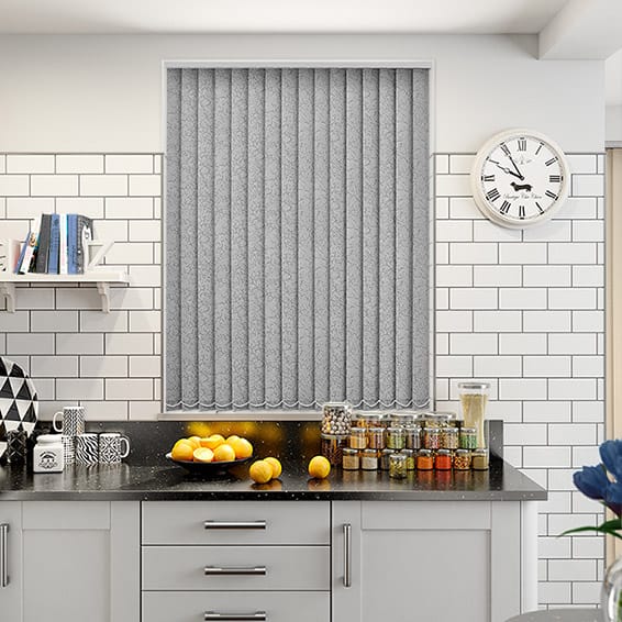 Colorized Alicante Marble Silver PVC Blackout Vertical Blind 9421