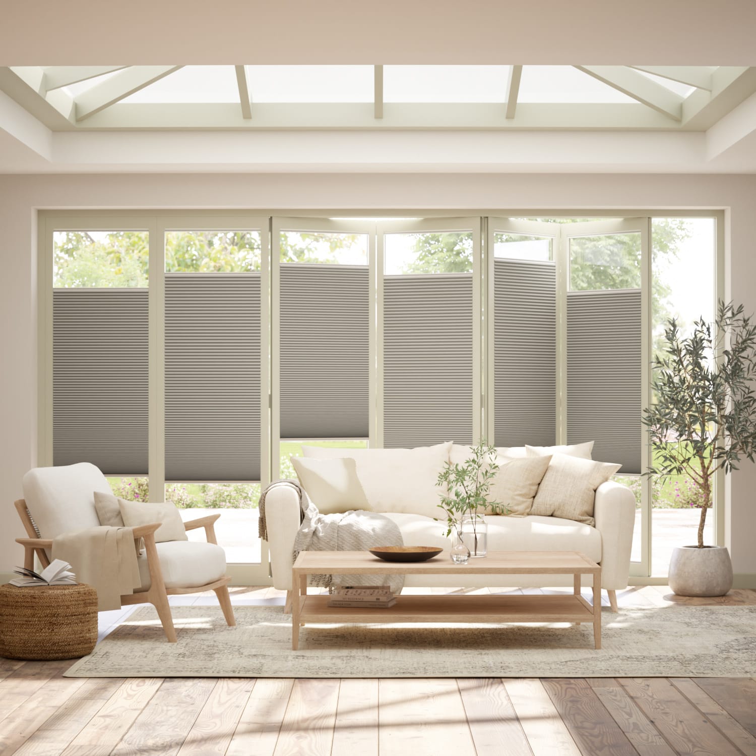 Colorized BiFold Adapt DuoLuxe Modern Grey Pleated Blind 2093