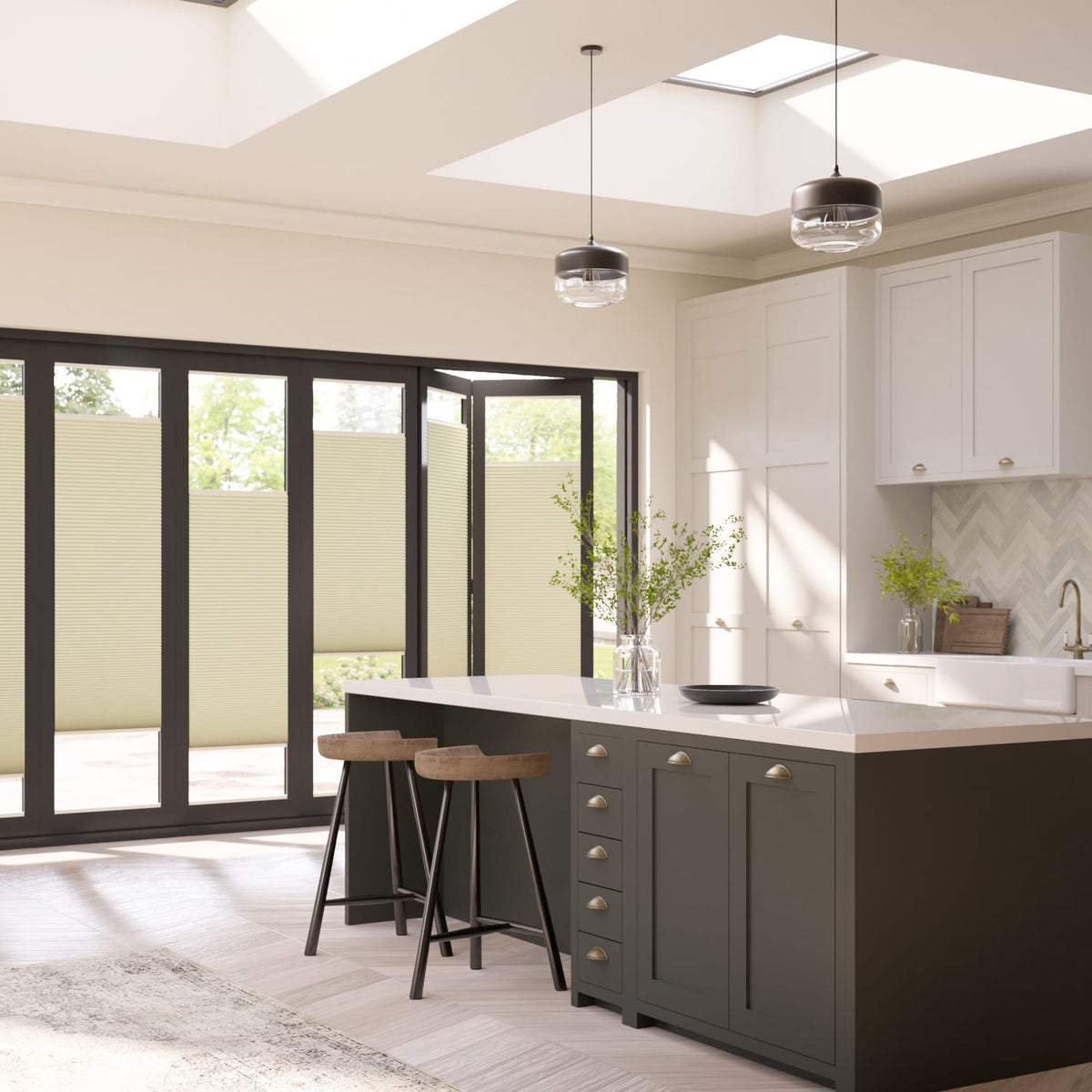 ColorizedZoom BiFold Adapt DuoShade Cream Pleated Blind 2097