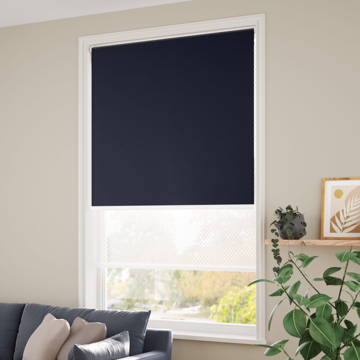 ColorizedZoom Twist2Go Atom Navy Double Roller Blind 2383