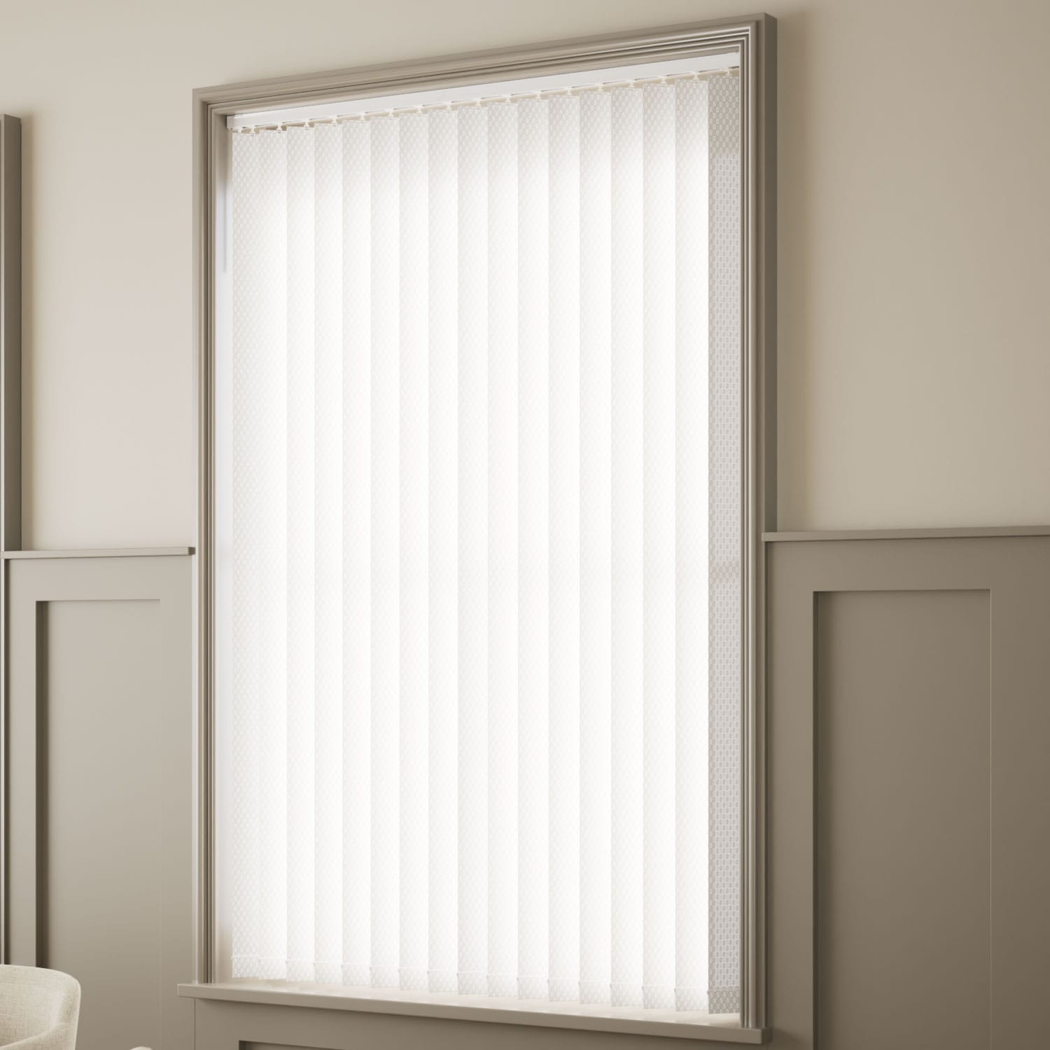 ColorizedZoom Diamond Mosaic White Vertical Blind 2889