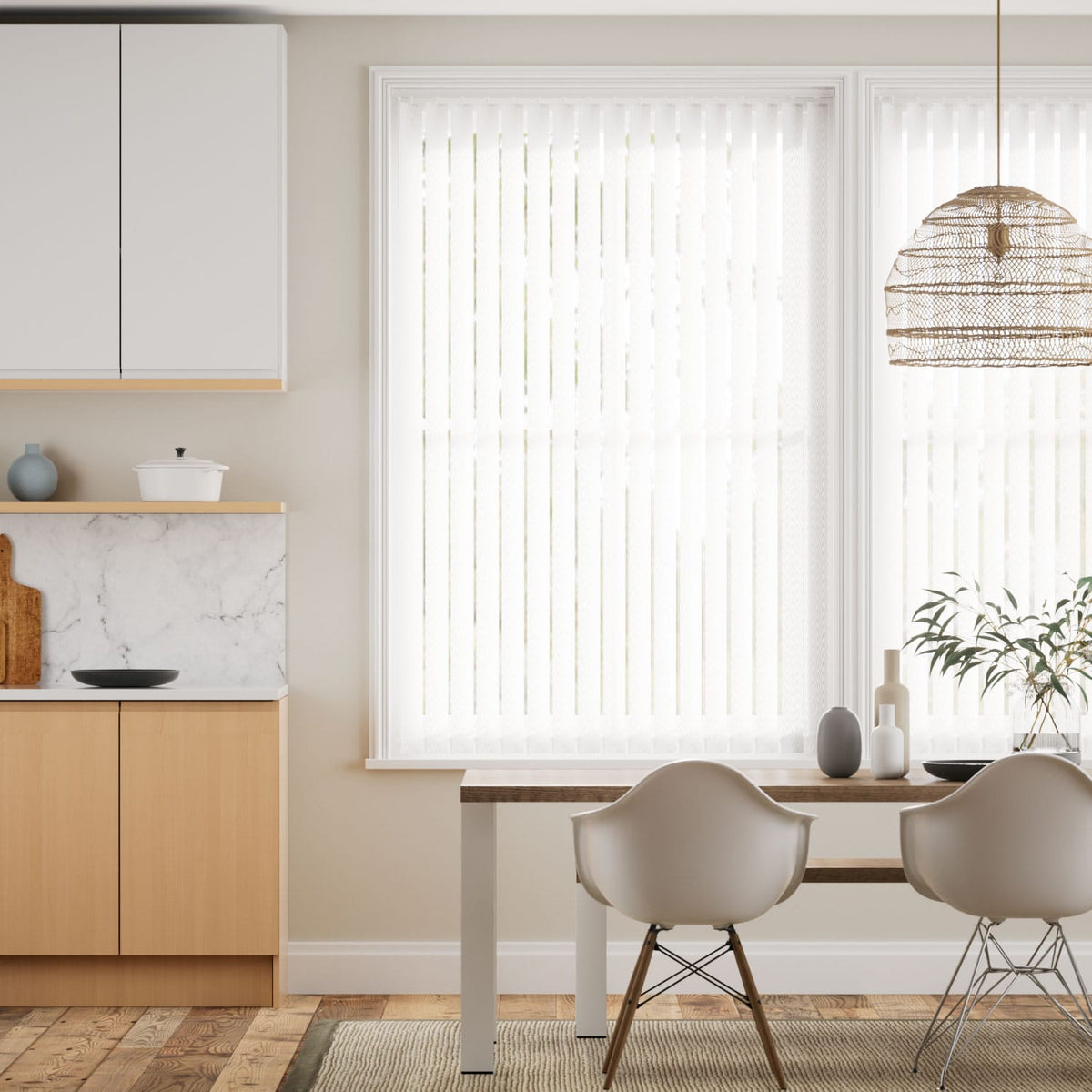 Colorized Herringbone White Vertical Blind 2890