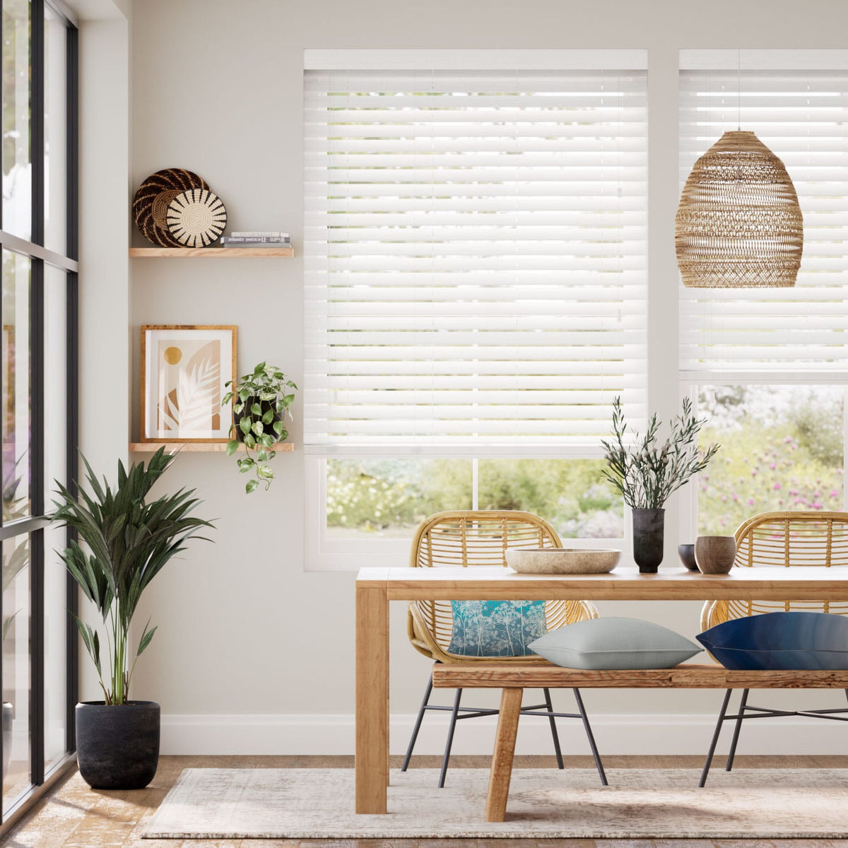 Colorized Arctic White Faux Wood Blind - 50mm Slat 3162