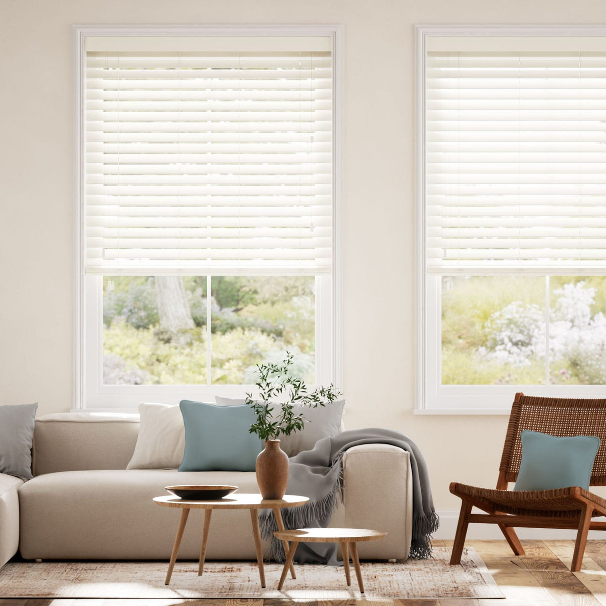 Colorized Eggshell Faux Wood Blind - 50mm Slat 3154