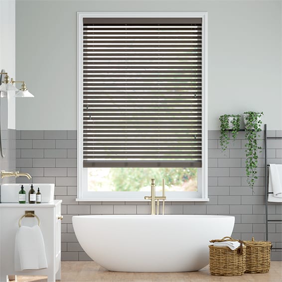 Colorized Steeple Grey Faux Wood Blind - 50mm Slat 3172