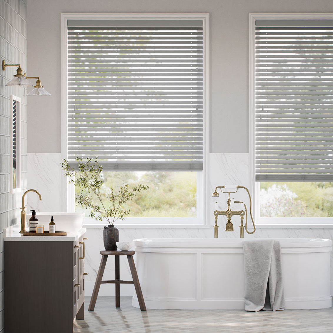 Colorized Cosmopolitan Seattle Grey Wooden Blind - 50mm Slat 3191