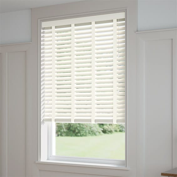 ColorizedZoom Vintage White & Soft Cotton Wooden Blind - 50mm Slat 3271