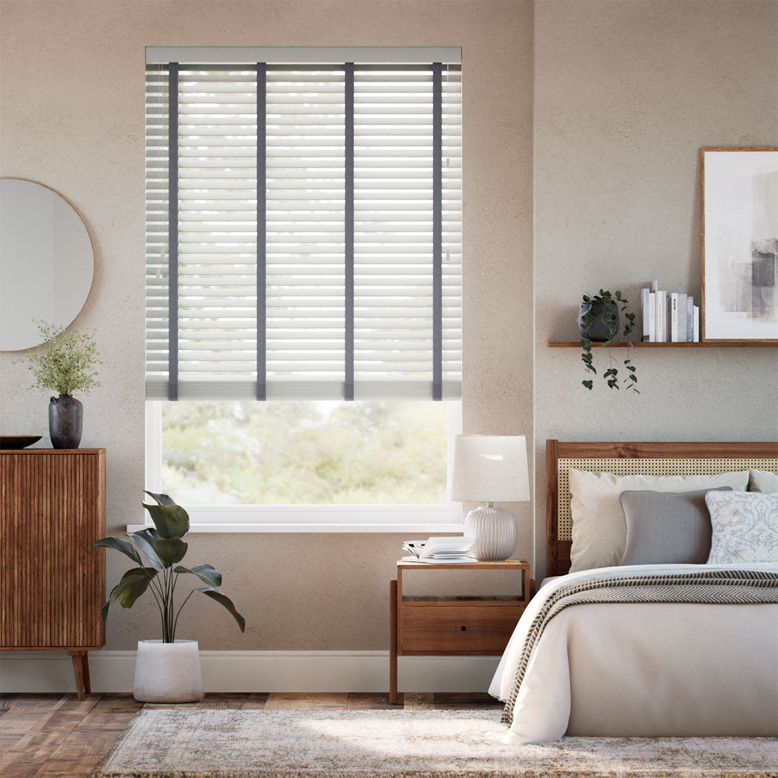 Colorized Turtle Dove Grey & Anthracite Faux Wood Blind - 50mm Slat 3312