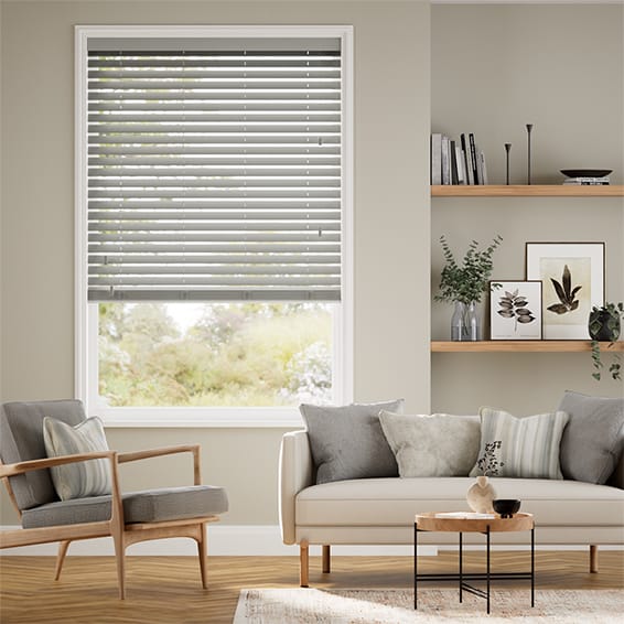 Colorized Moonlight Grey Wooden Blind - 50mm Slat 3322