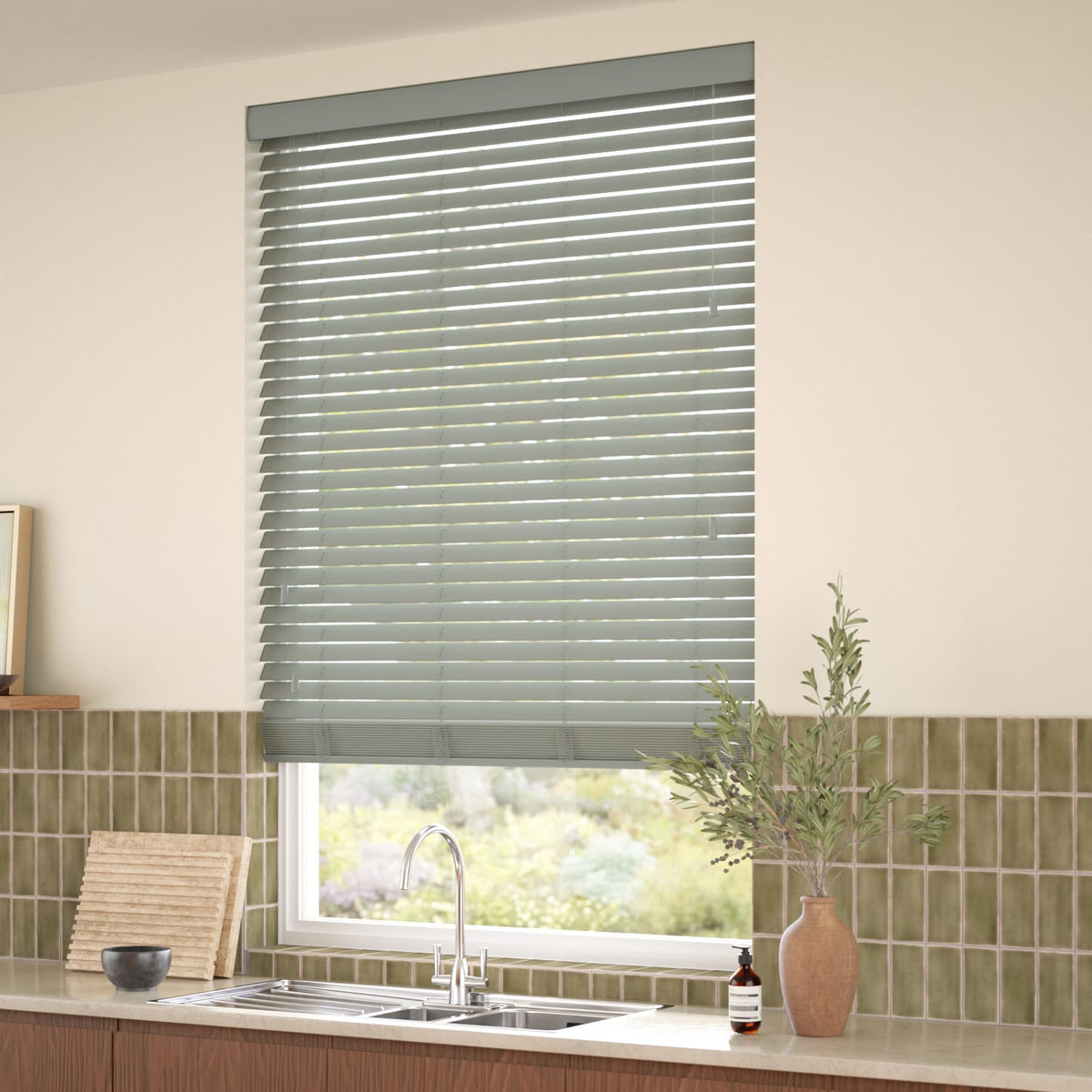 ColorizedZoom Lichen Wooden Blind - 50mm Slat 3328