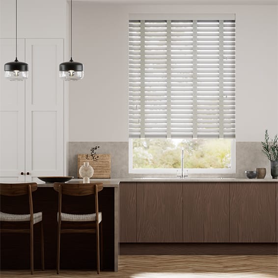 Colorized Morning Mist & Fossil Wooden Blind - 50mm Slat 3340