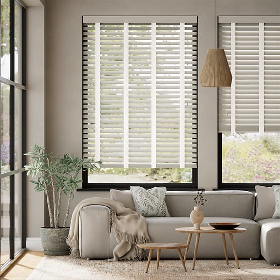 Colorized Pebble Beach & Cloud Wooden Blind - 50mm Slat 3341