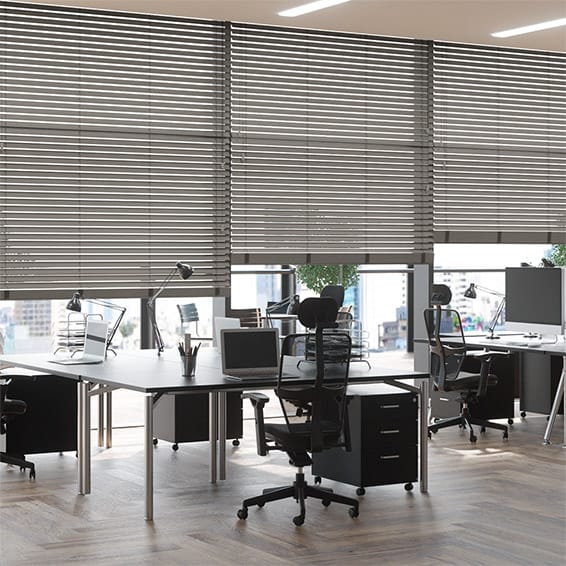 ColorizedZoom Contract Atlanta Warm Grey Faux Wood Blind - 50mm Slat 3370
