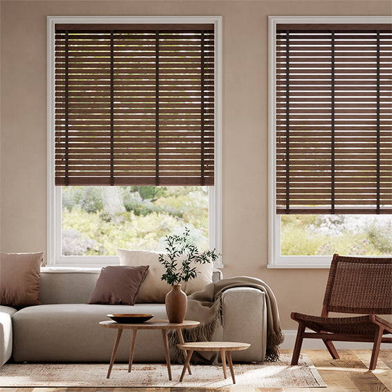 Colorized Natural Bamboo Earth & Espresso Wooden Blind - 50mm Slat 3387