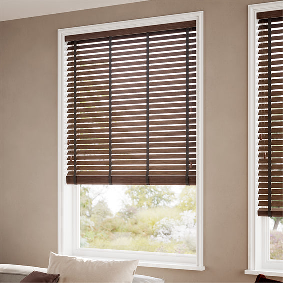 ColorizedZoom Natural Bamboo Earth & Espresso Wooden Blind - 50mm Slat 3387