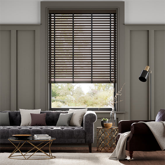 Colorized Natural Bamboo Umber & Jet Wooden Blind - 50mm Slat 3389