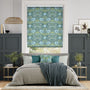 Colorized William Morris Honeysuckle and Tulip Velvet Moonstone Roller Blind 3947