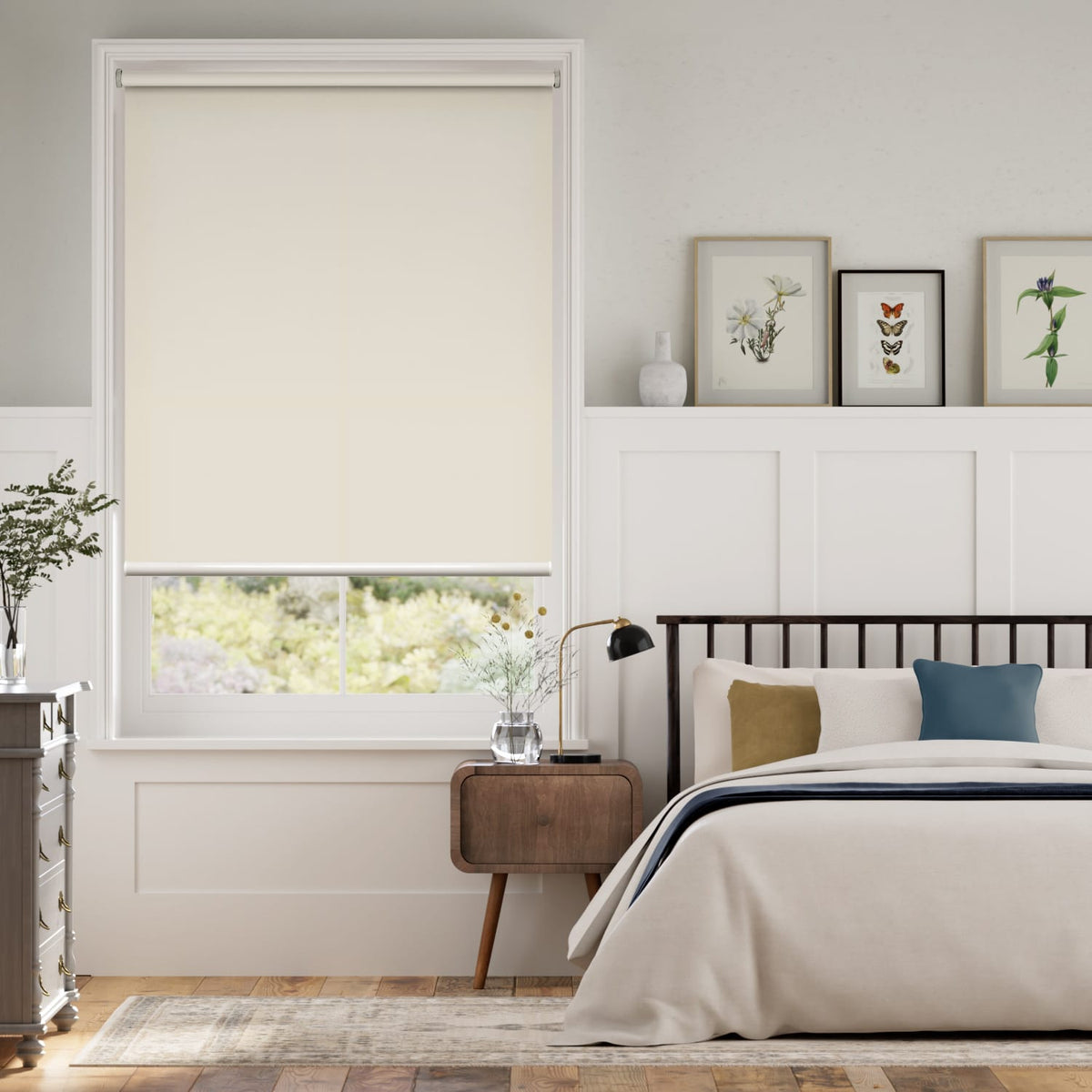 Colorized Electric Titan Blackout Bone White Roller Blind 4127