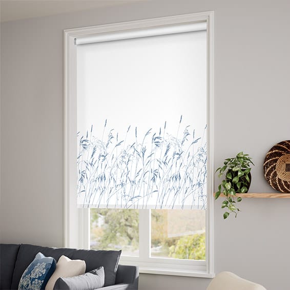 ColorizedZoom Electric Blowing Grasses Blue Roller Blind 4156