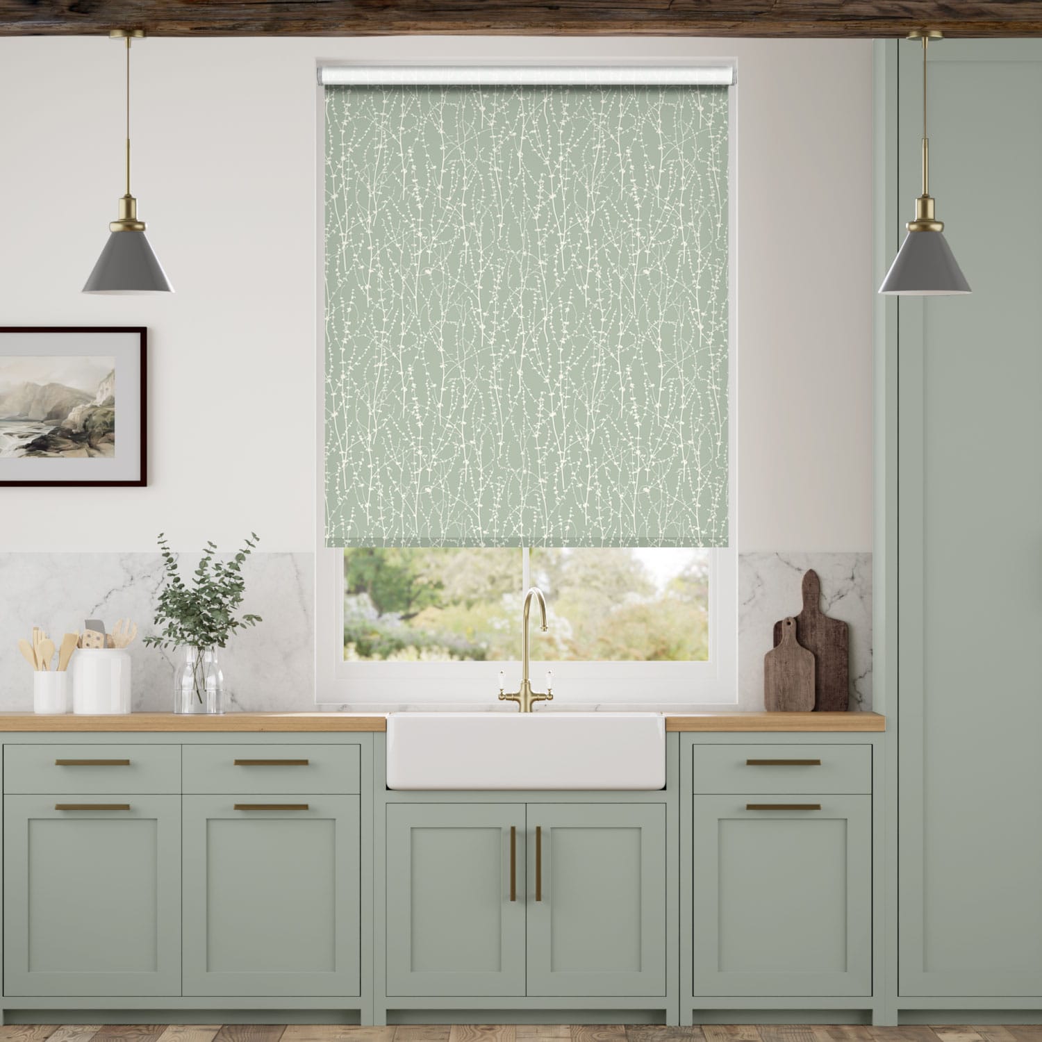 Colorized Dockleaf Soft Mist Roller Blind 4425