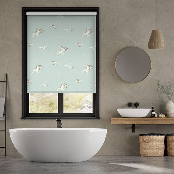 Colorized Twist2Go Sea Aves Soft Teal Roller Blind 4514