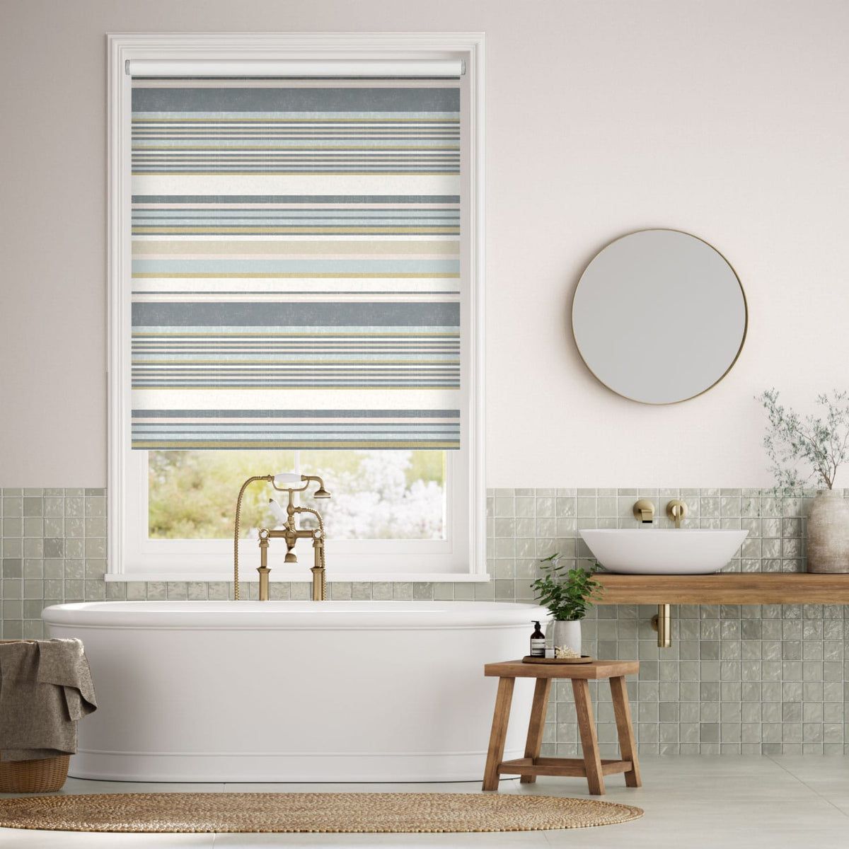 Colorized Twist2Go Calcutta Stripe Blue Mist Roller Blind 4730