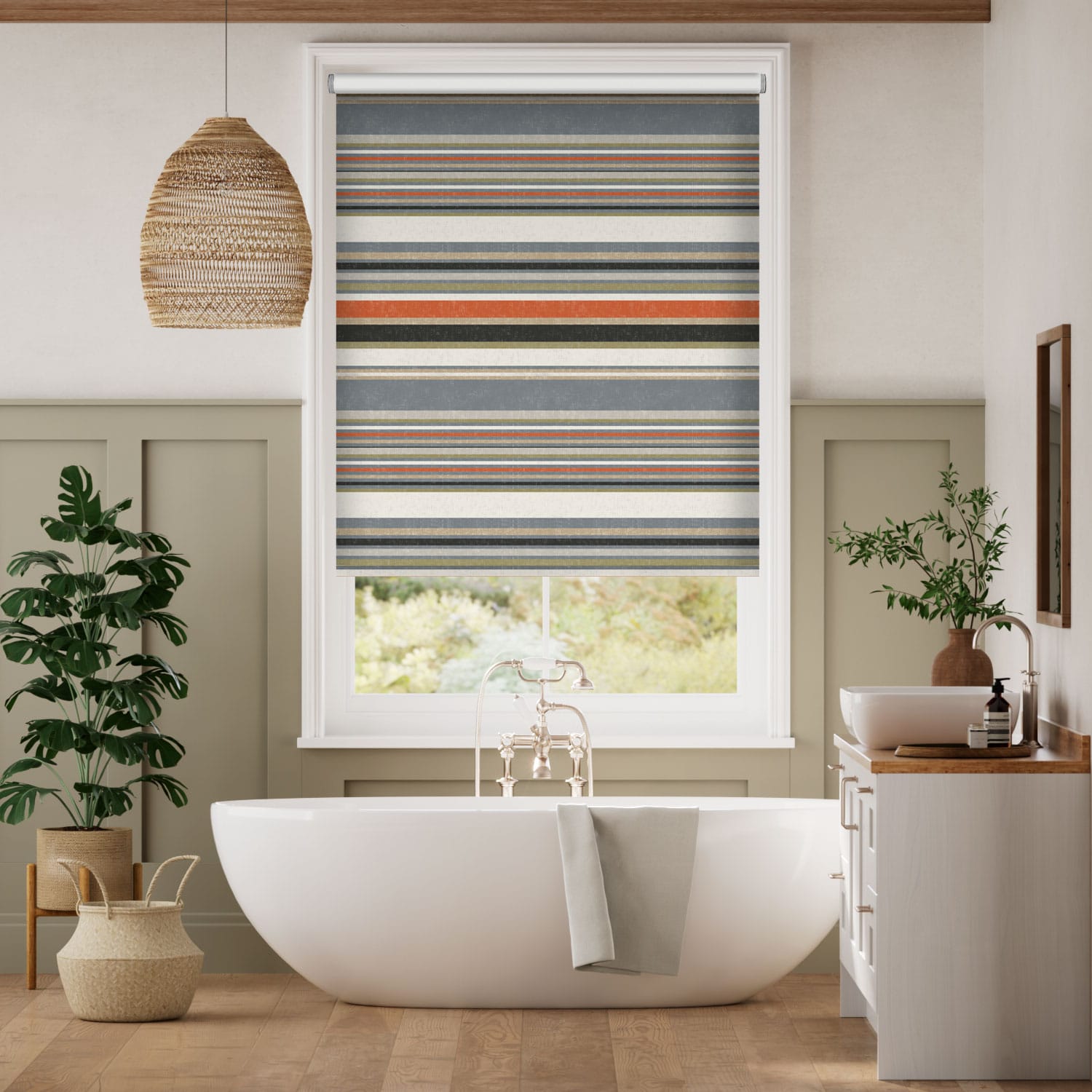 Colorized Twist2Go Calcutta Stripe Olive Roller Blind 4732