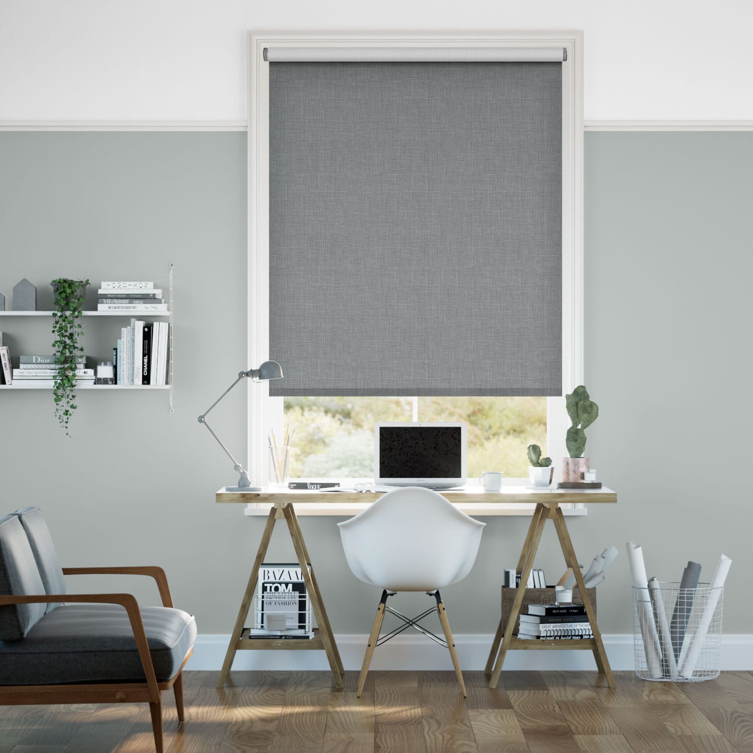 Colorized Electric Canali Blackout Steeple Grey Roller Blind 4785