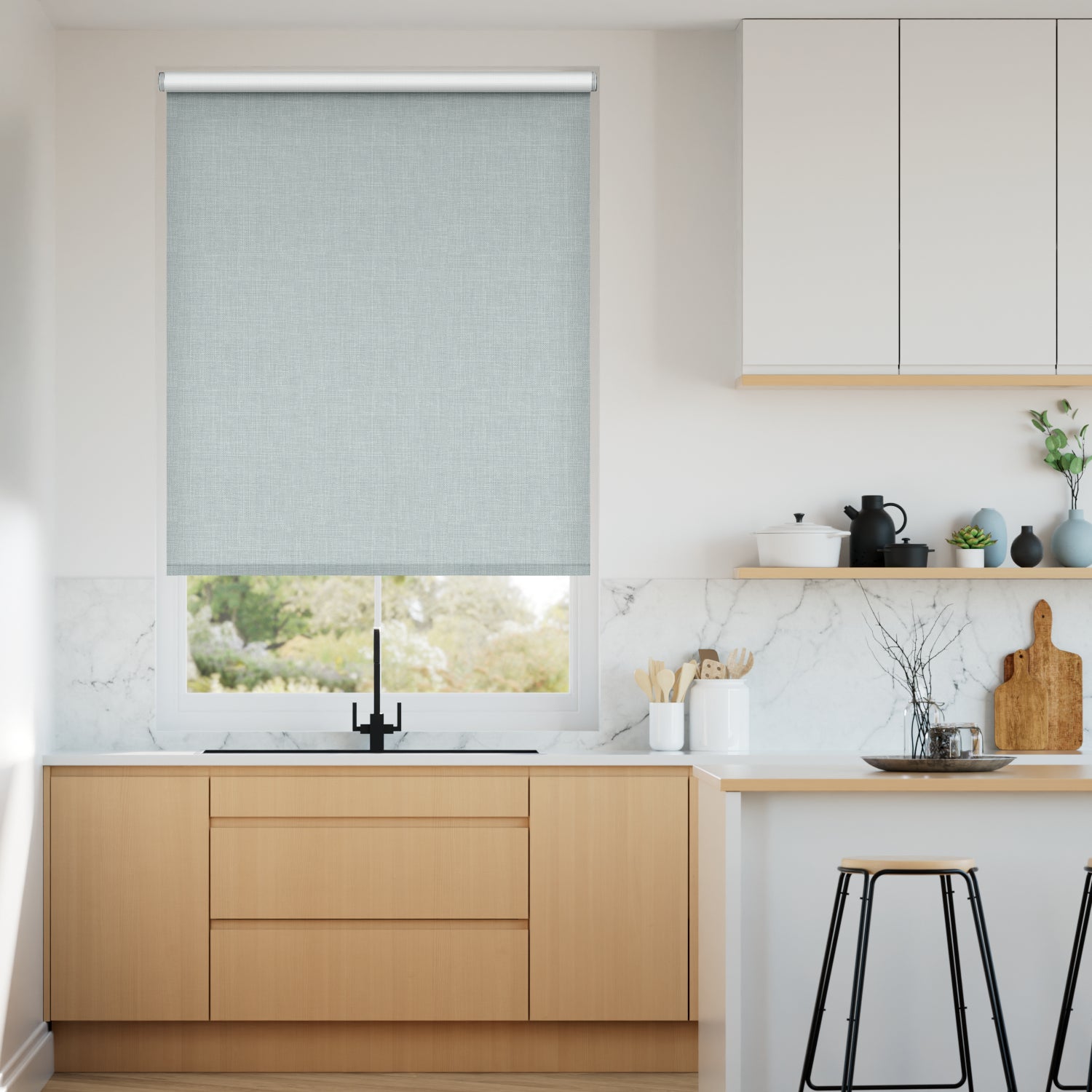 Colorized Twist2Go Canali Blackout Light Ocean Blue Roller Blind 4809
