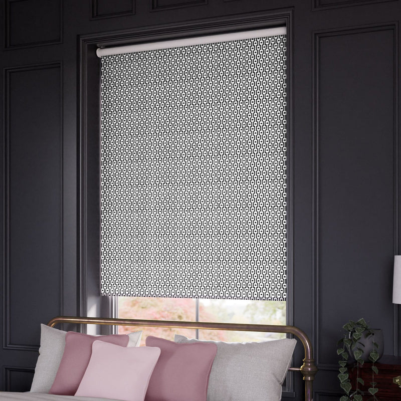 ColorizedZoom Choices Maze Jacquard Charcoal Roller Blind 4856