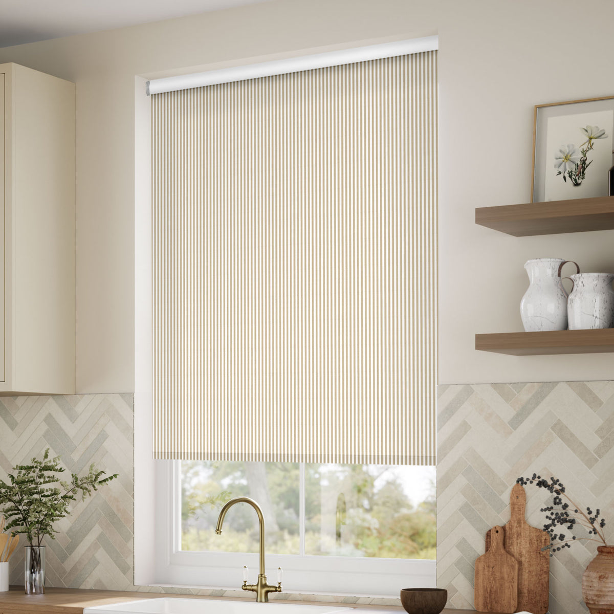 ColorizedZoom Choices Devon Stripe Sand Roller Blind 5110