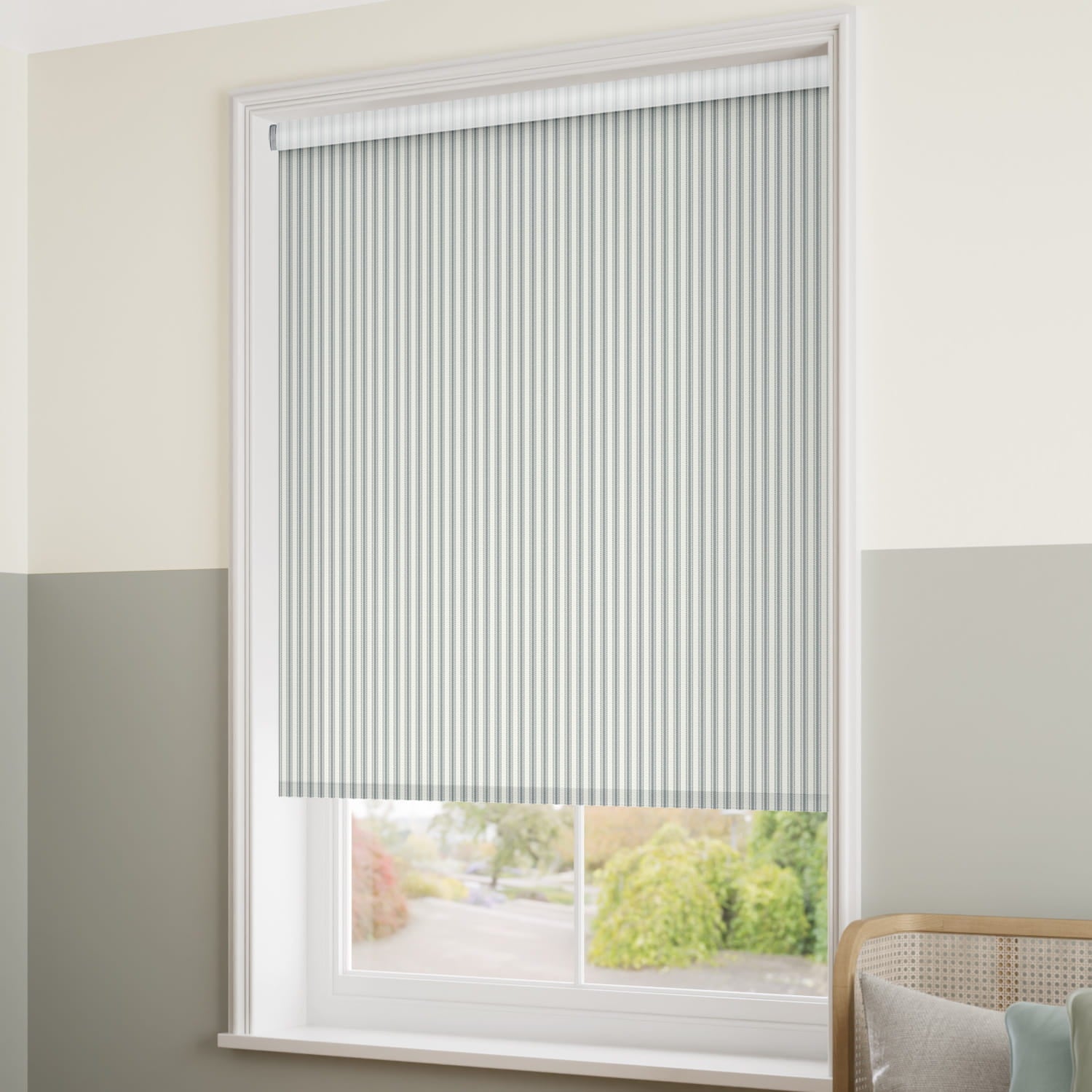 ColorizedZoom Twist2Go Chester Stripe Light Grey Roller Blind 5218