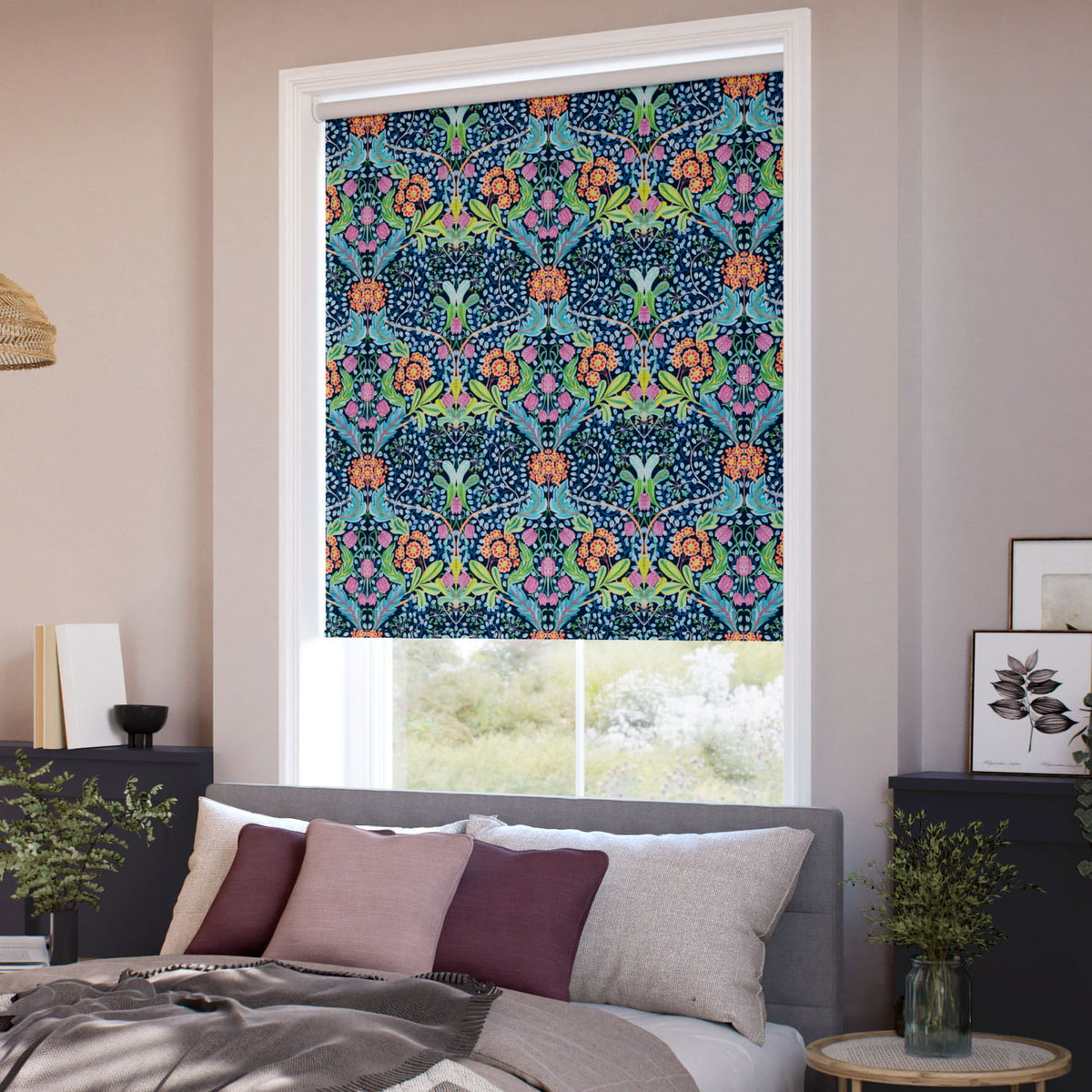 ColorizedZoom Elm House Nighttime Blue Roller Blind 5360