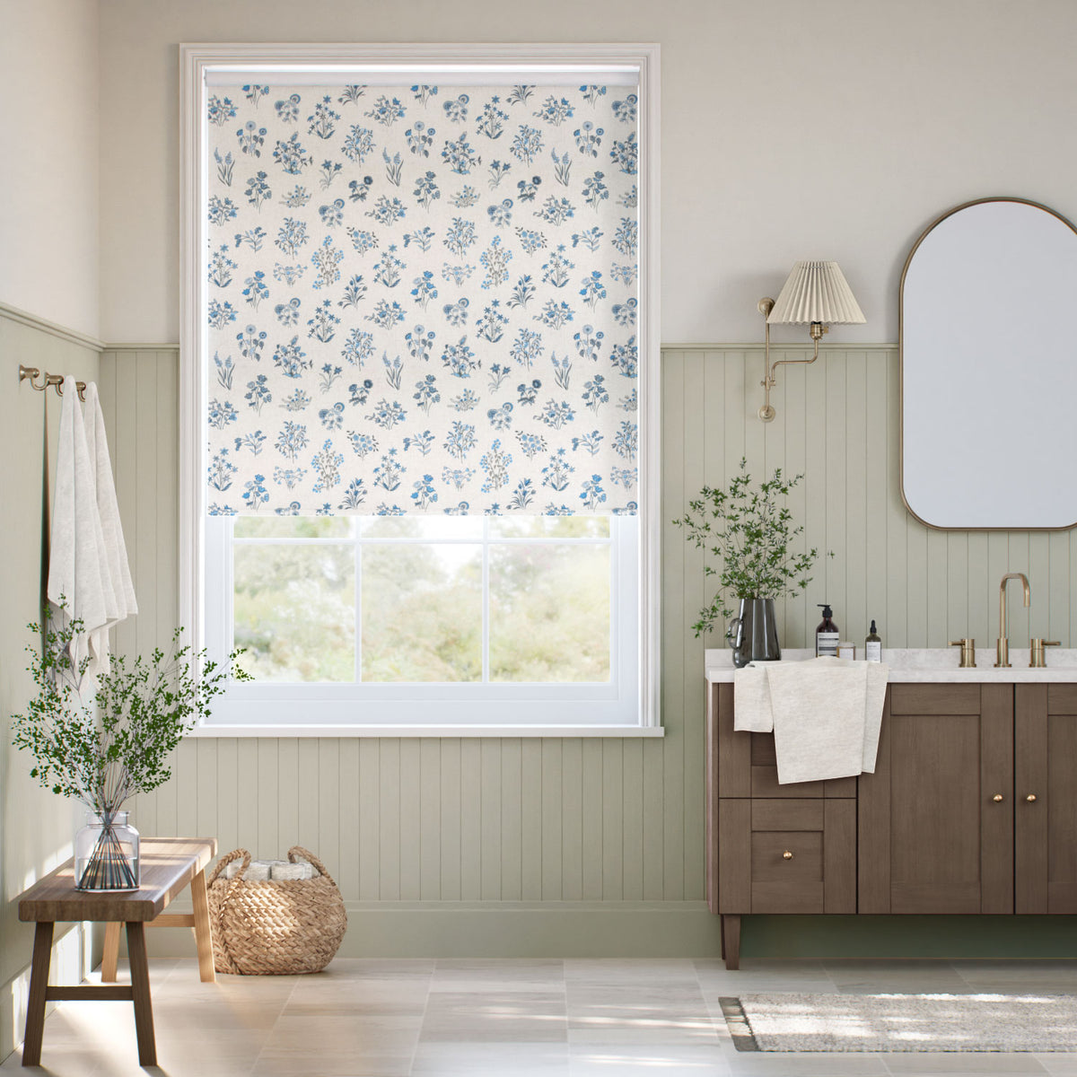 Colorized Twist2Go Shepherdly Meadow China Blue Roller Blind 5410