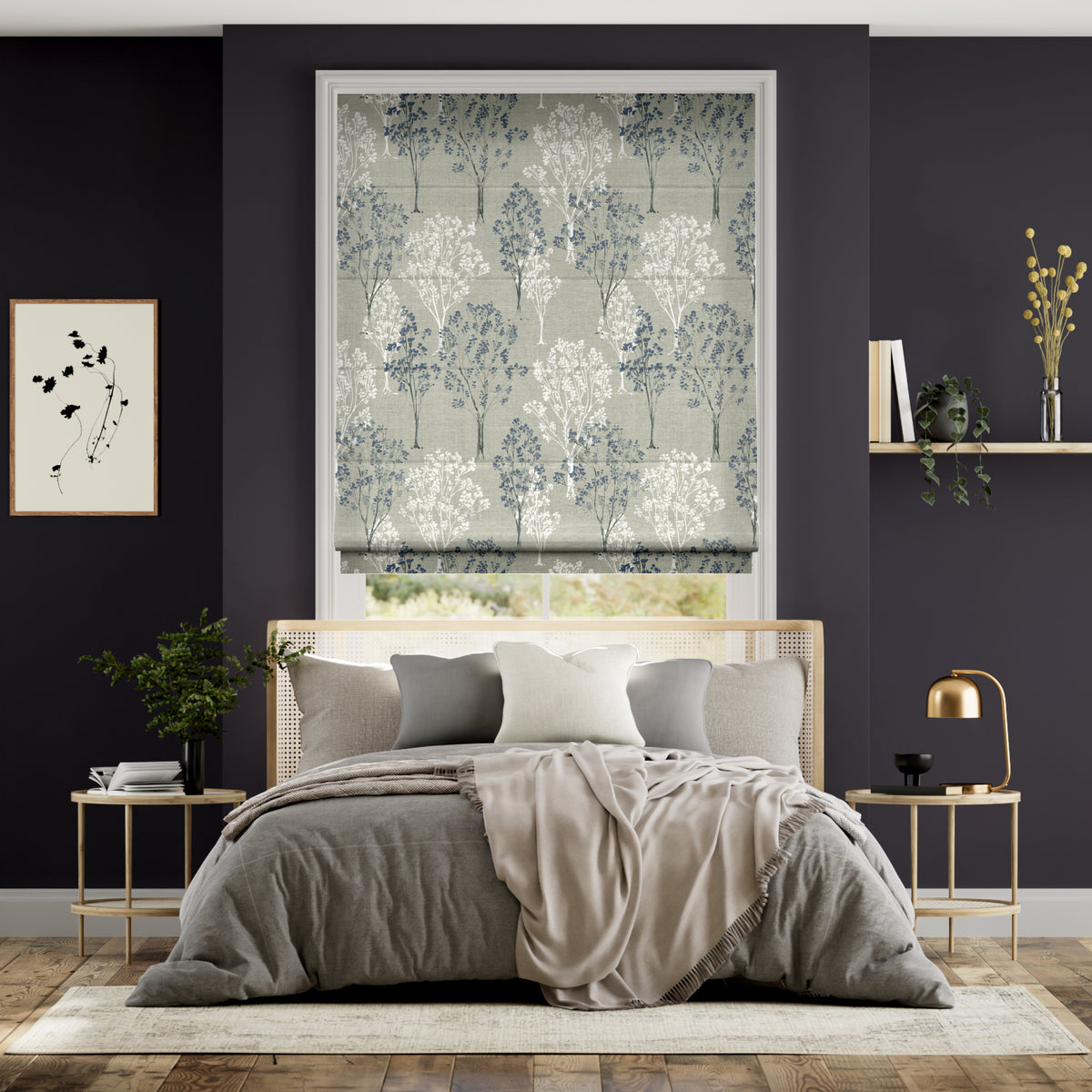 Colorized Slender Forest Velvet Moonlight Roman Blind 6831