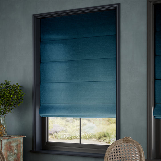 ColorizedZoom Ahisma Luxe Faux Silk Blue Azure Roman Blind 6928