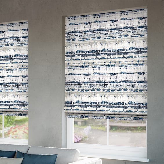 ColorizedZoom Aguas Linen Splash Blue Roman Blind 6939