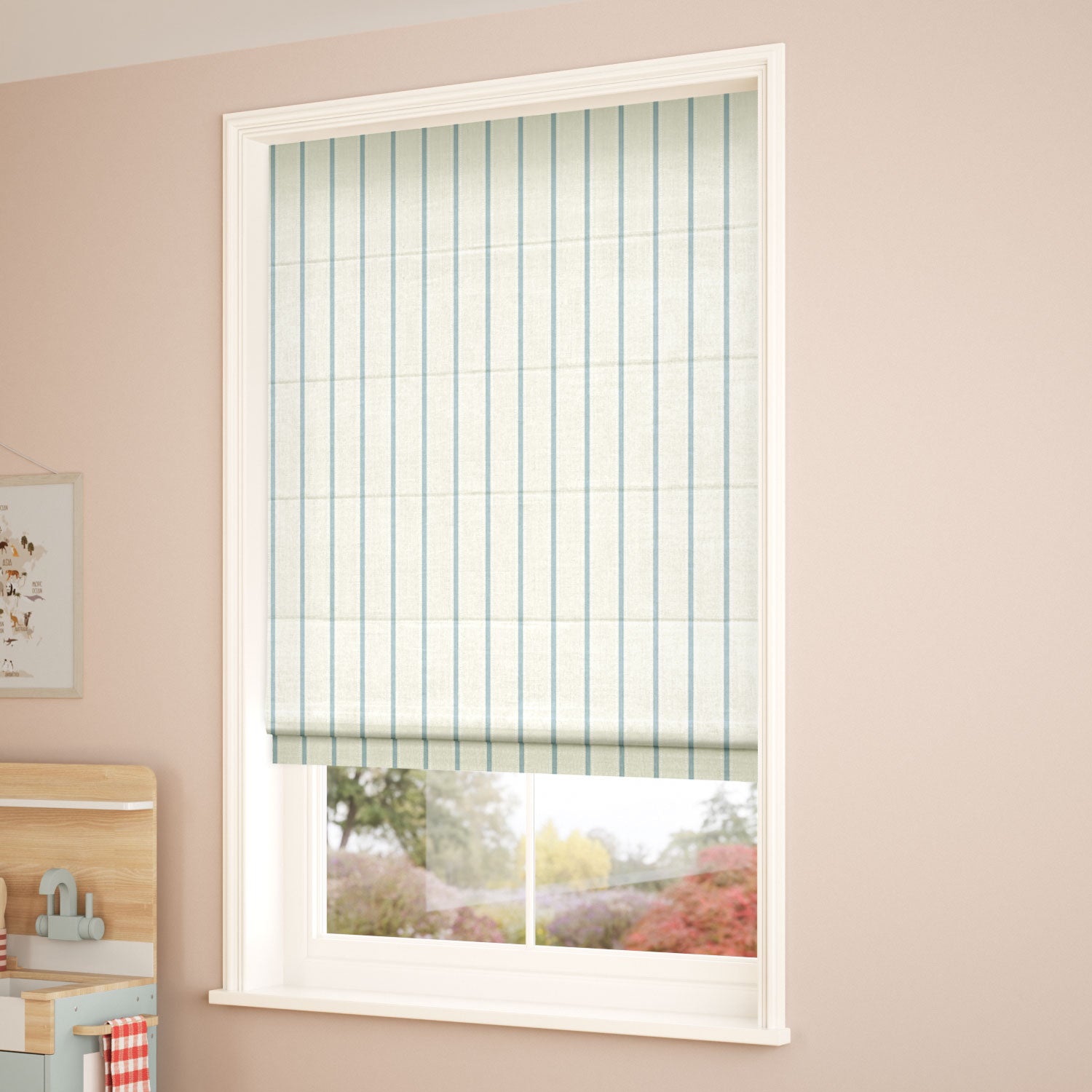 ColorizedZoom Twill Stripe Sky Blue  Roman Blind 6974