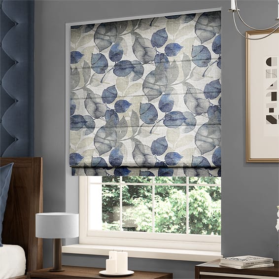 ColorizedZoom Blakely Faux Silk Indigo Roman Blind 6990