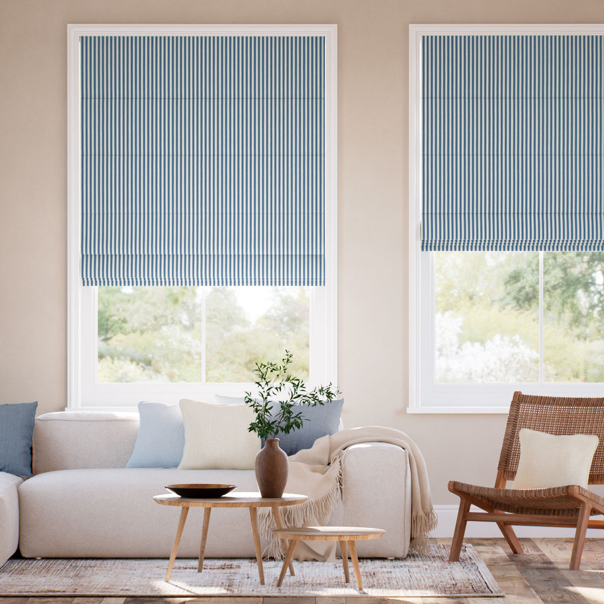 Colorized Tiger Stripe Navy Roman Blind 7022