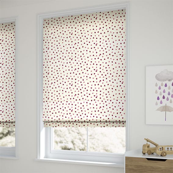 ColorizedZoom Scattered Hearts Pink Roman Blind 7026