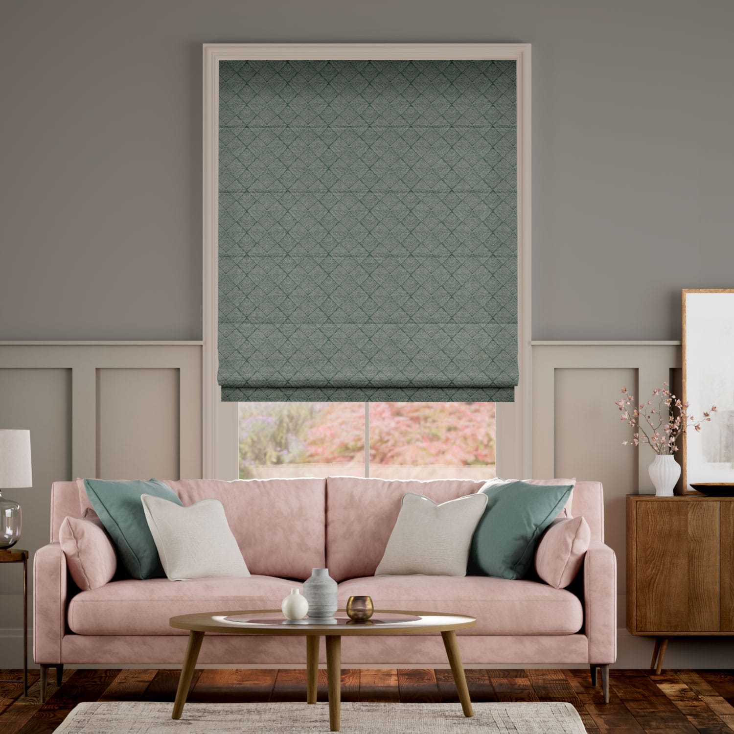 Colorized Elysee Kingfisher Roman Blind 7027