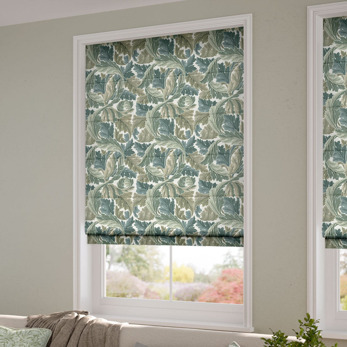 ColorizedZoom William Morris Acanthus Celadon Roman Blind 7068