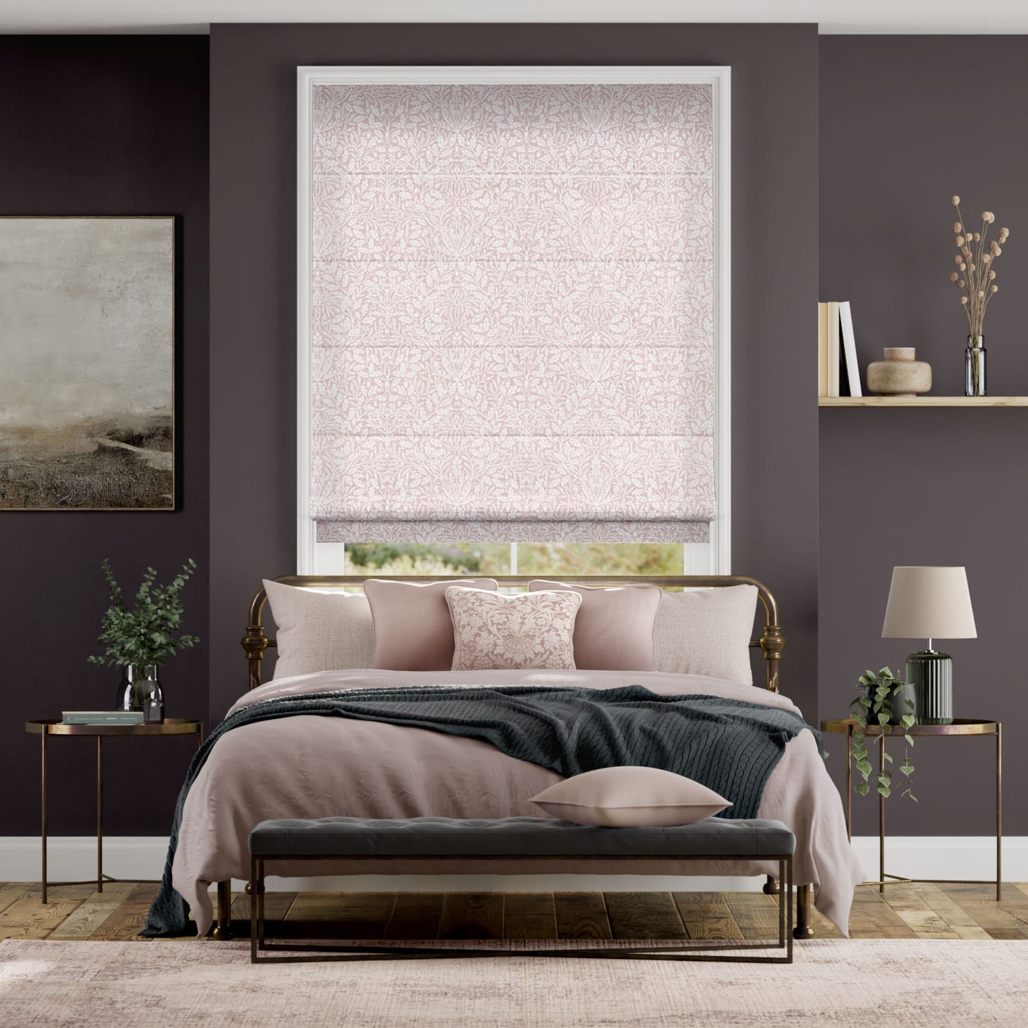 Colorized William Morris Acorn Sorbet Roman Blind 7073