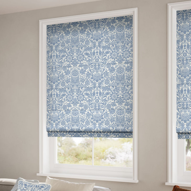 ColorizedZoom William Morris Sunflower Vintage Blue Roman Blind 7101
