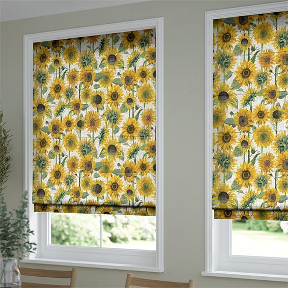 ColorizedZoom Sunflowers Yellow Roman Blind 7162