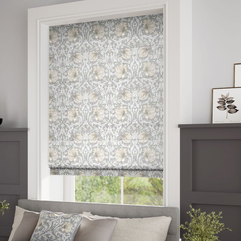 ColorizedZoom William Morris Pimpernel Dove Grey Roman Blind 7169