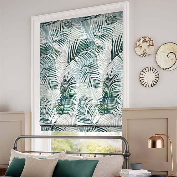 ColorizedZoom Palm Leaf Sage Green Roman Blind 7213