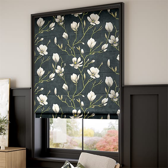 ColorizedZoom Magnolia Trail Charcoal & Natural Roman Blind 7253